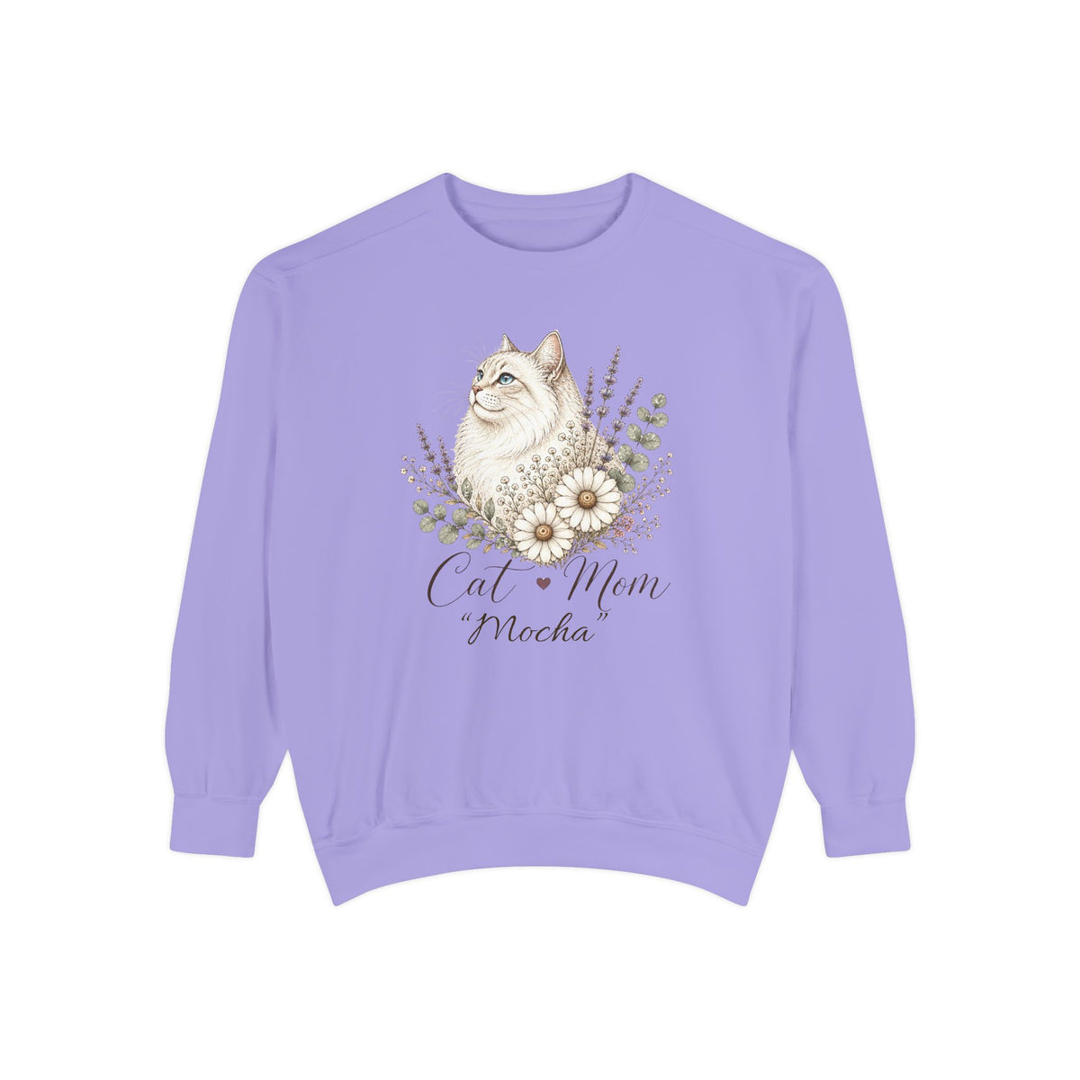Personalized Cat Mom Comfort Colors® Sweatshirt