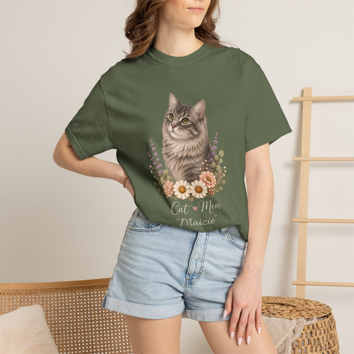 Personalized Silver Tabby Cat Comfort Colors® T-Shirt