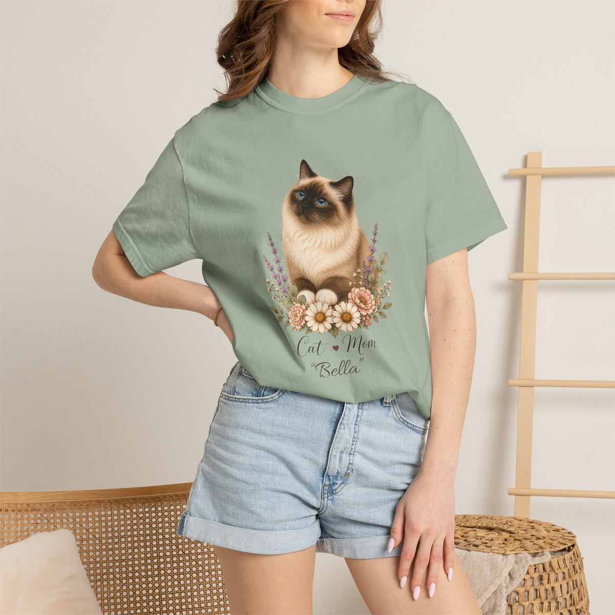 Personalized Seal Point Birman Cat Mom Comfort Colors® T-Shirt