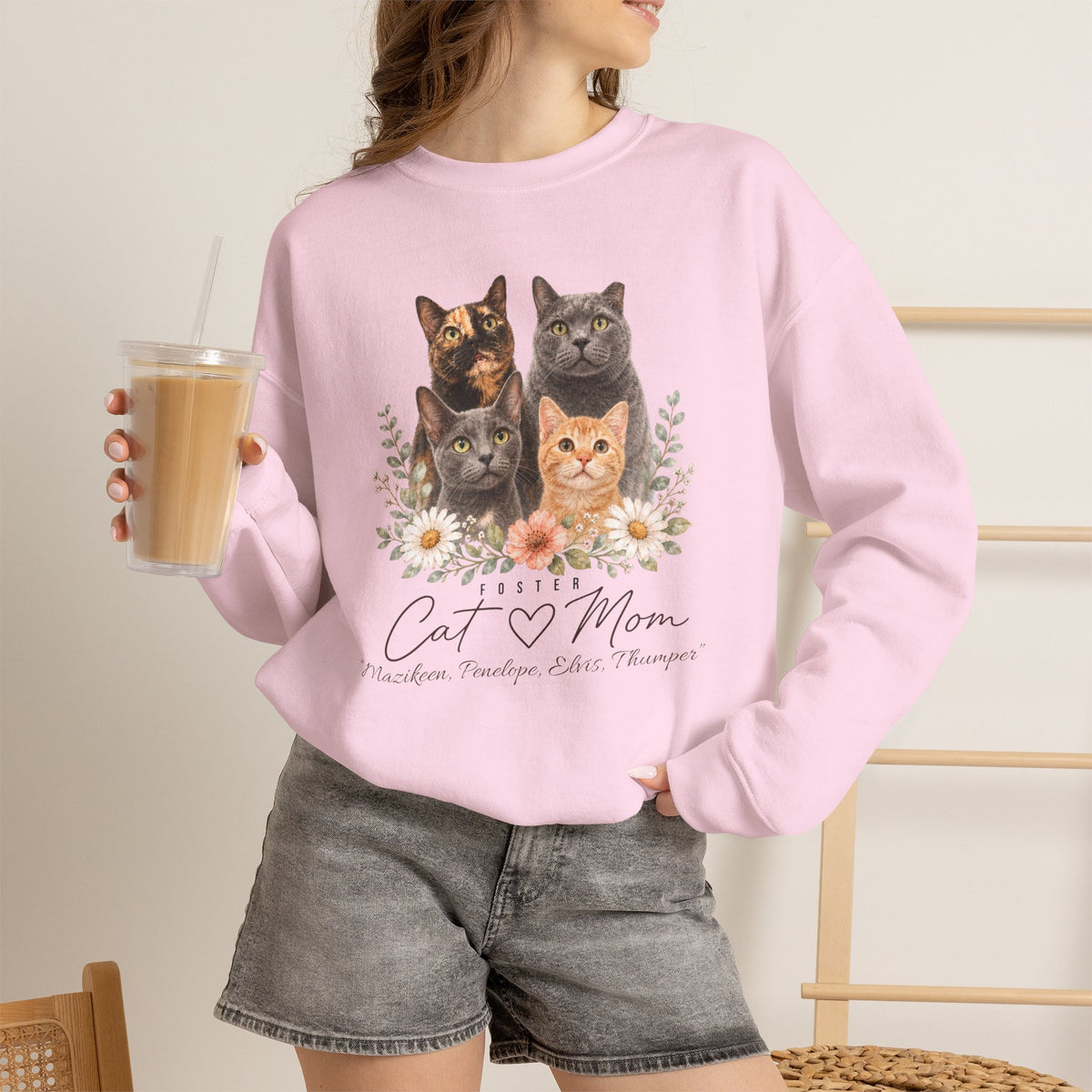 Personalized Foster Cat Mom Gildan® Sweatshirt