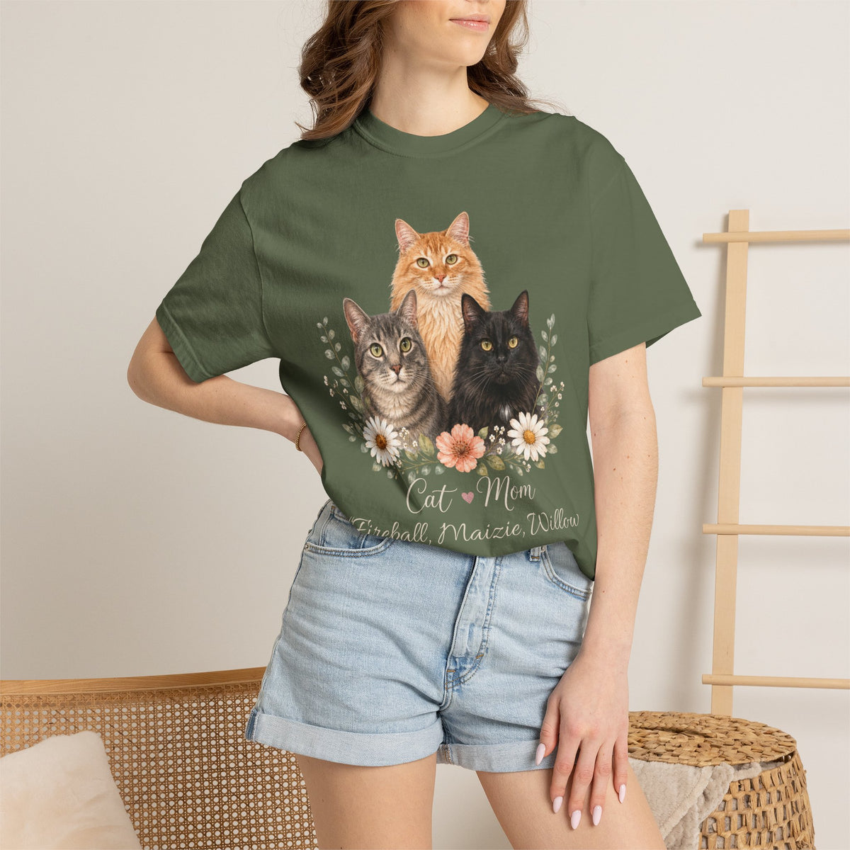 Personalized Multi-Cat Mom Comfort Colors® T-Shirt