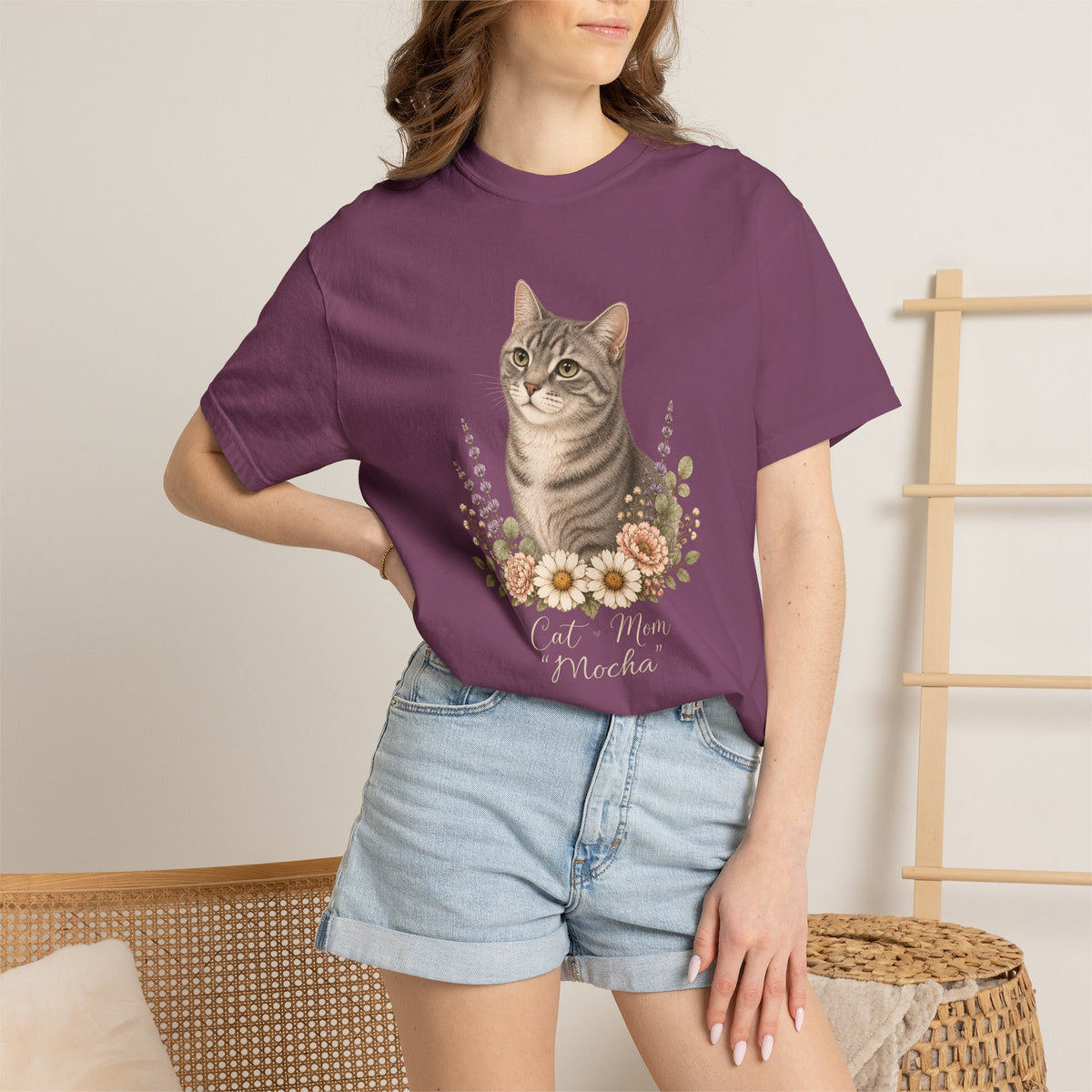 Personalized Tabby Cat Mom Comfort Colors® T-Shirt
