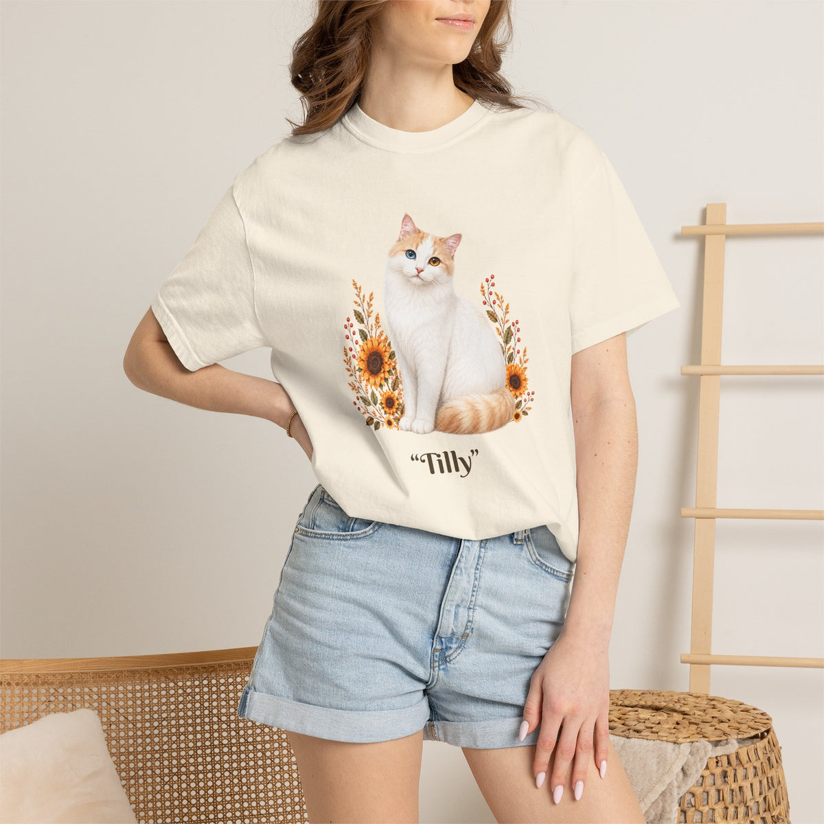 Personalized Turkish Van Cat Sunflower Comfort Colors® T-Shirt