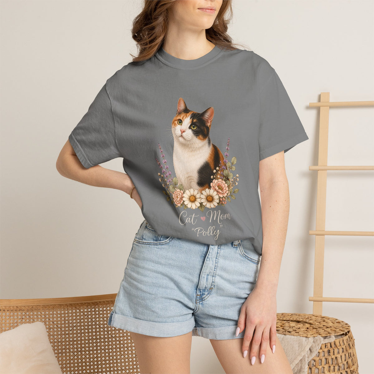 Personalized Calico Cat Mom Comfort Colors® T-Shirt