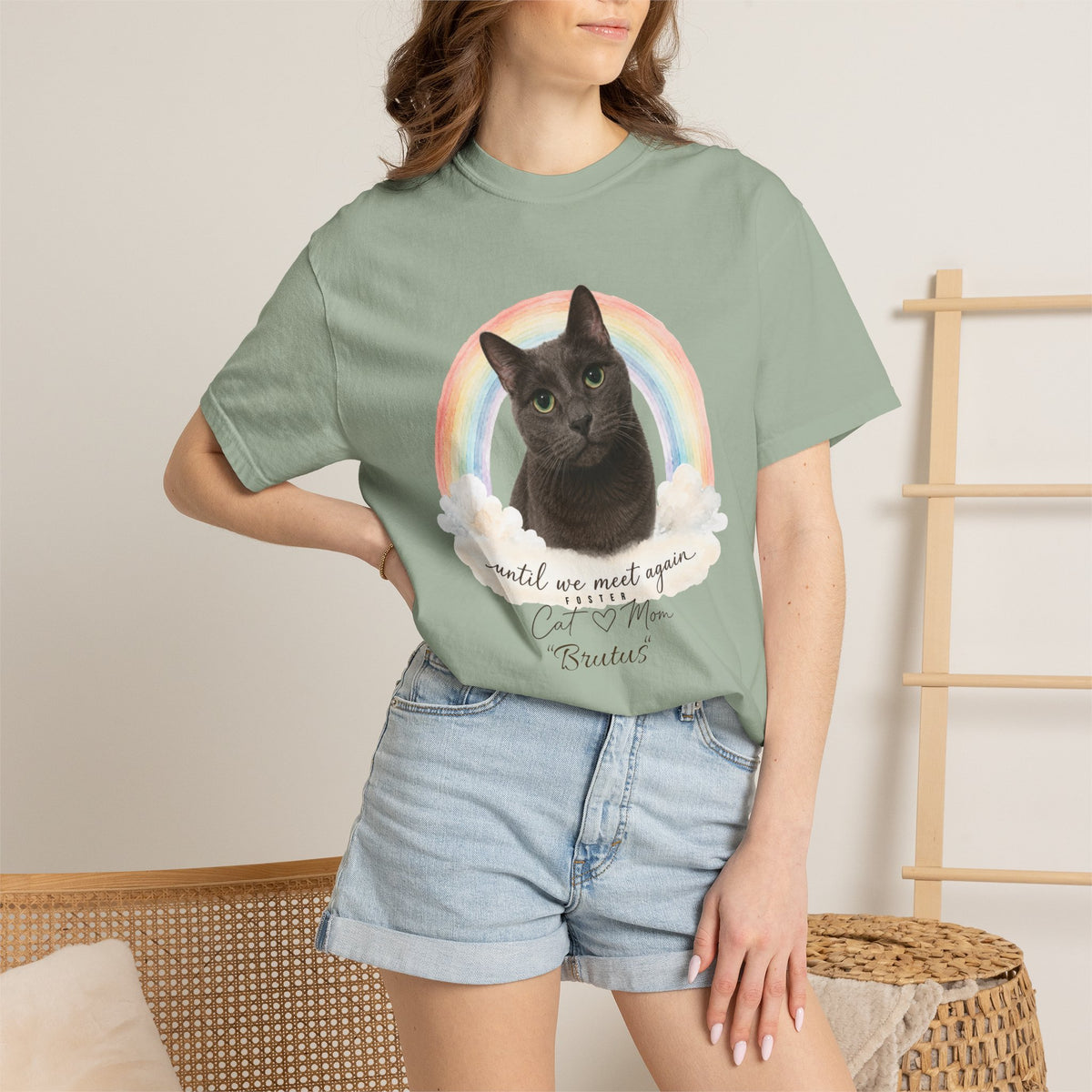 Personalized Rainbow Memorial Foster Cat Mom Comfort Colors® T-Shirt