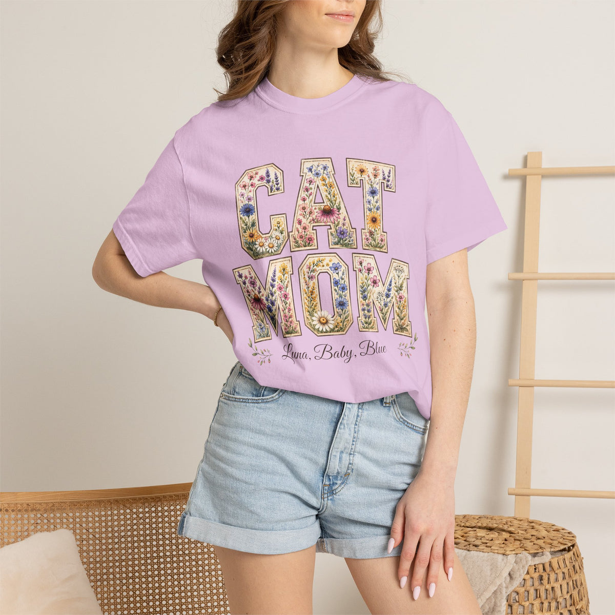 Personalized Collegiate Cat Mom Comfort Colors® T-Shirt