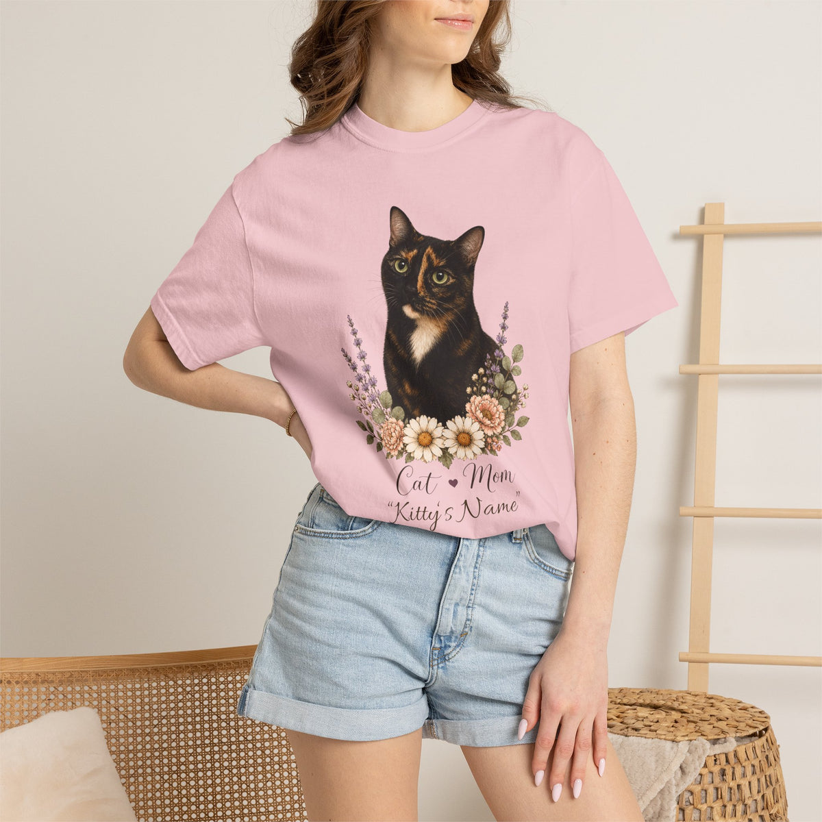 Personalized Tortoiseshell Cat Comfort Colors® T-Shirt