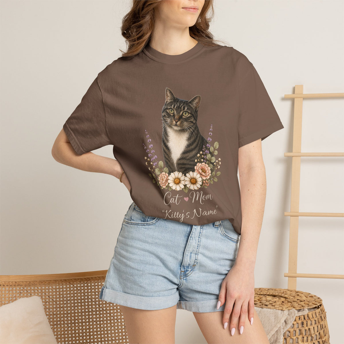 Personalized Brown Tabby Cat Comfort Colors® T-Shirt