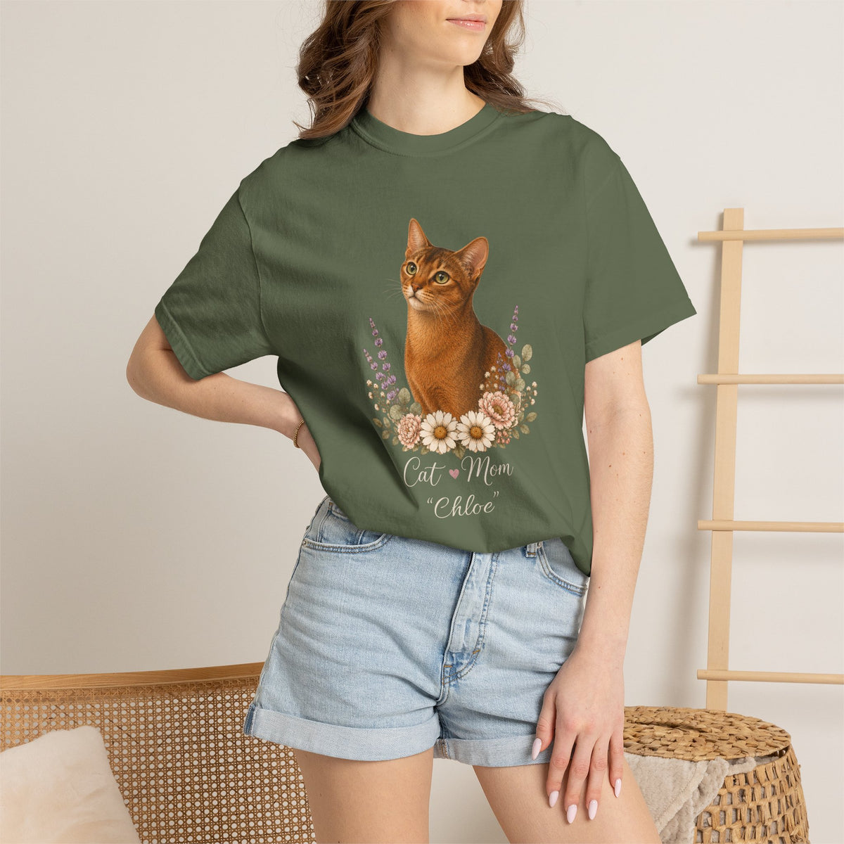 Personalized Ruddy Abyssinian Cat Mom Comfort Colors® T-Shirt