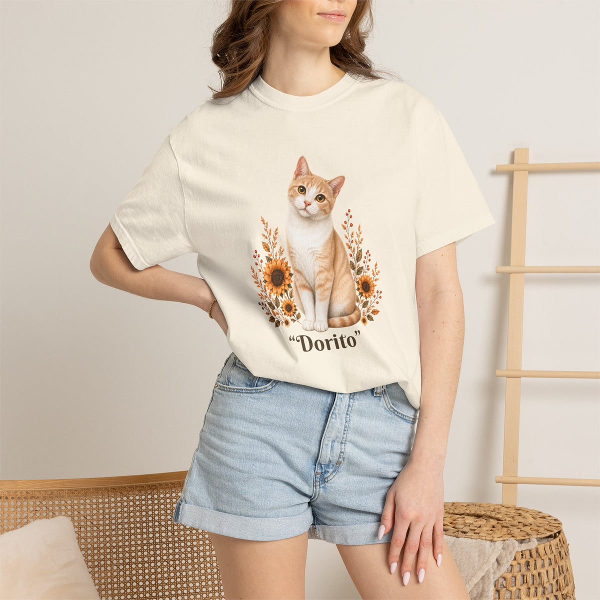 Personalized Orange Cat Sunflower Comfort Colors® T-Shirt