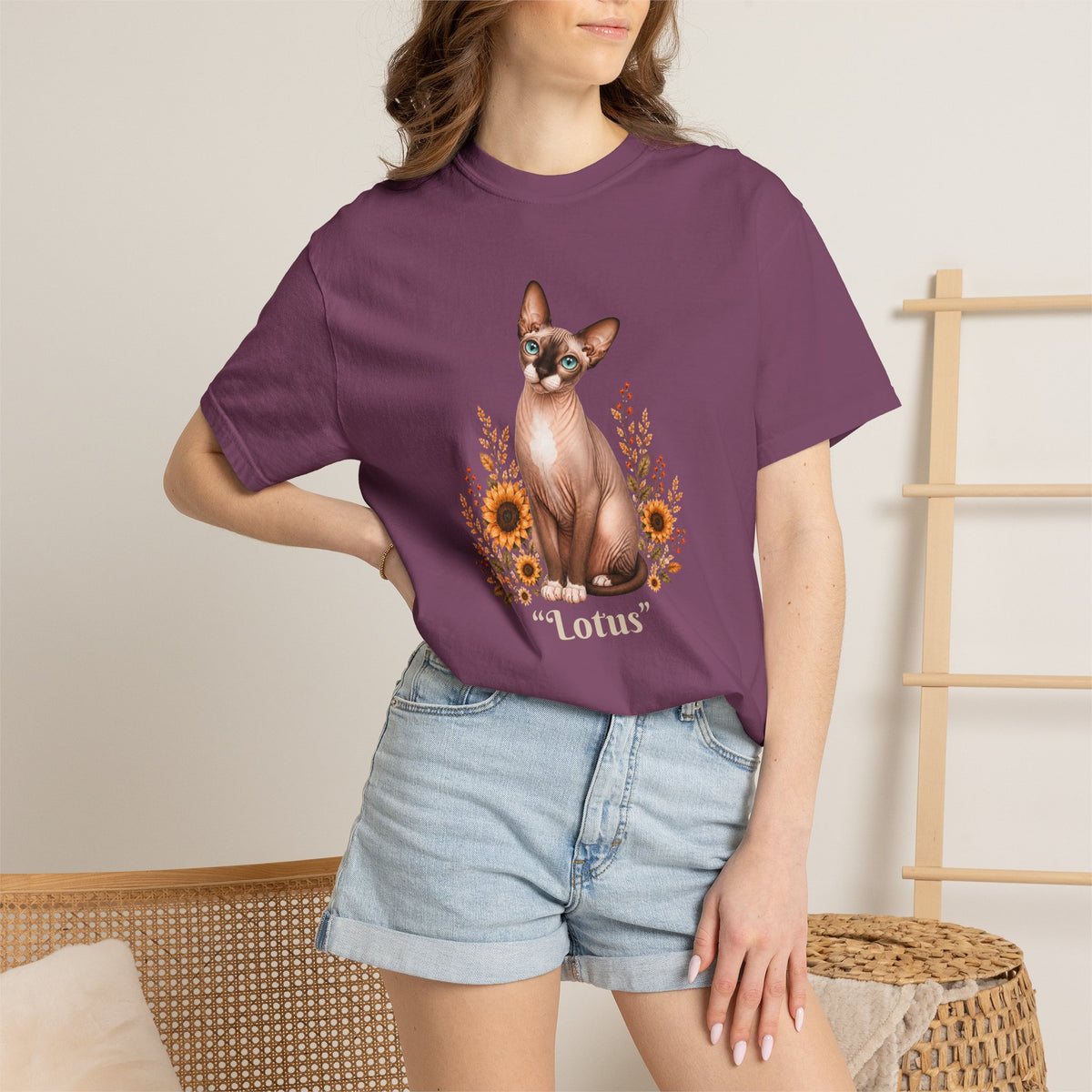 Personalized Sphinx Cat Sunflower Comfort Colors® T-Shirt
