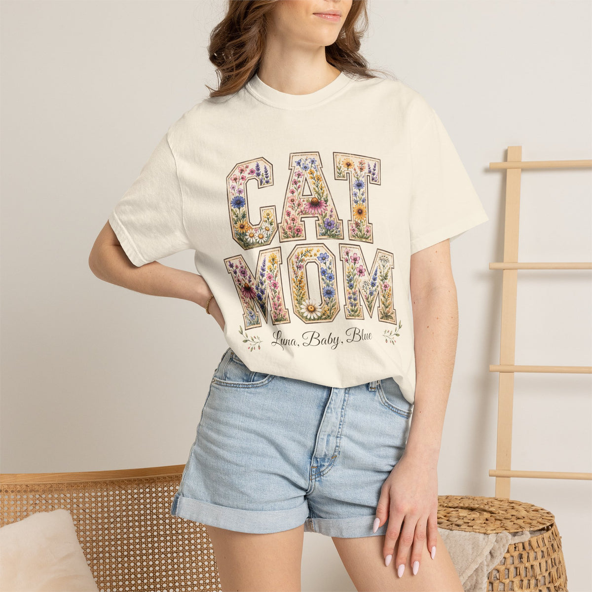Personalized Collegiate Cat Mom Comfort Colors® T-Shirt