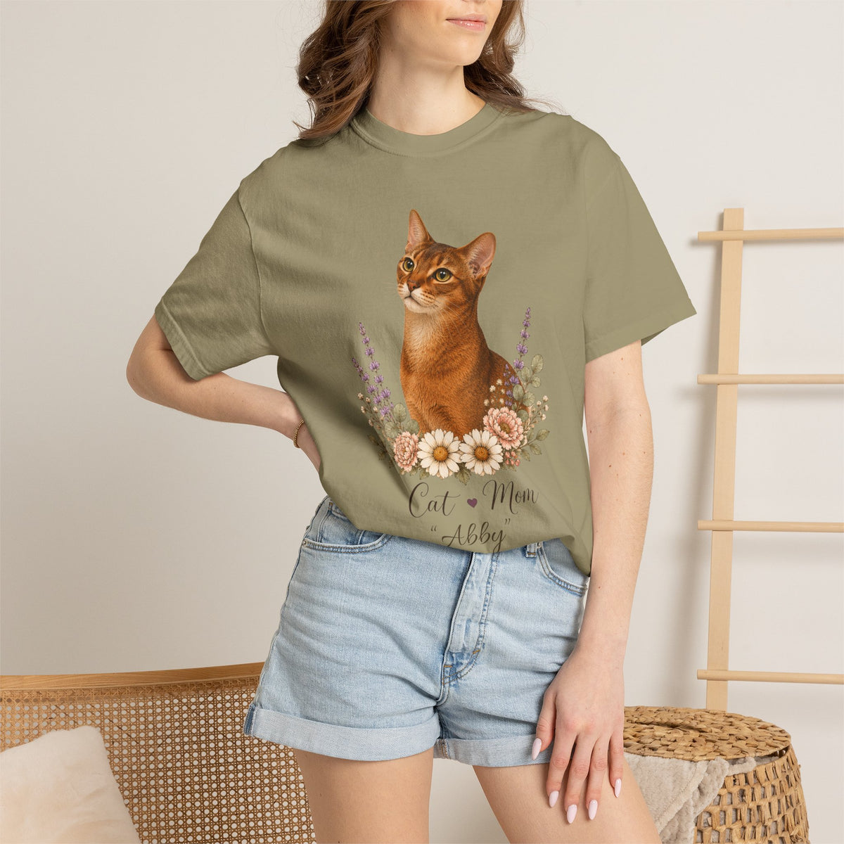 Personalized Abyssinian Cat Mom Comfort Colors® T-Shirt