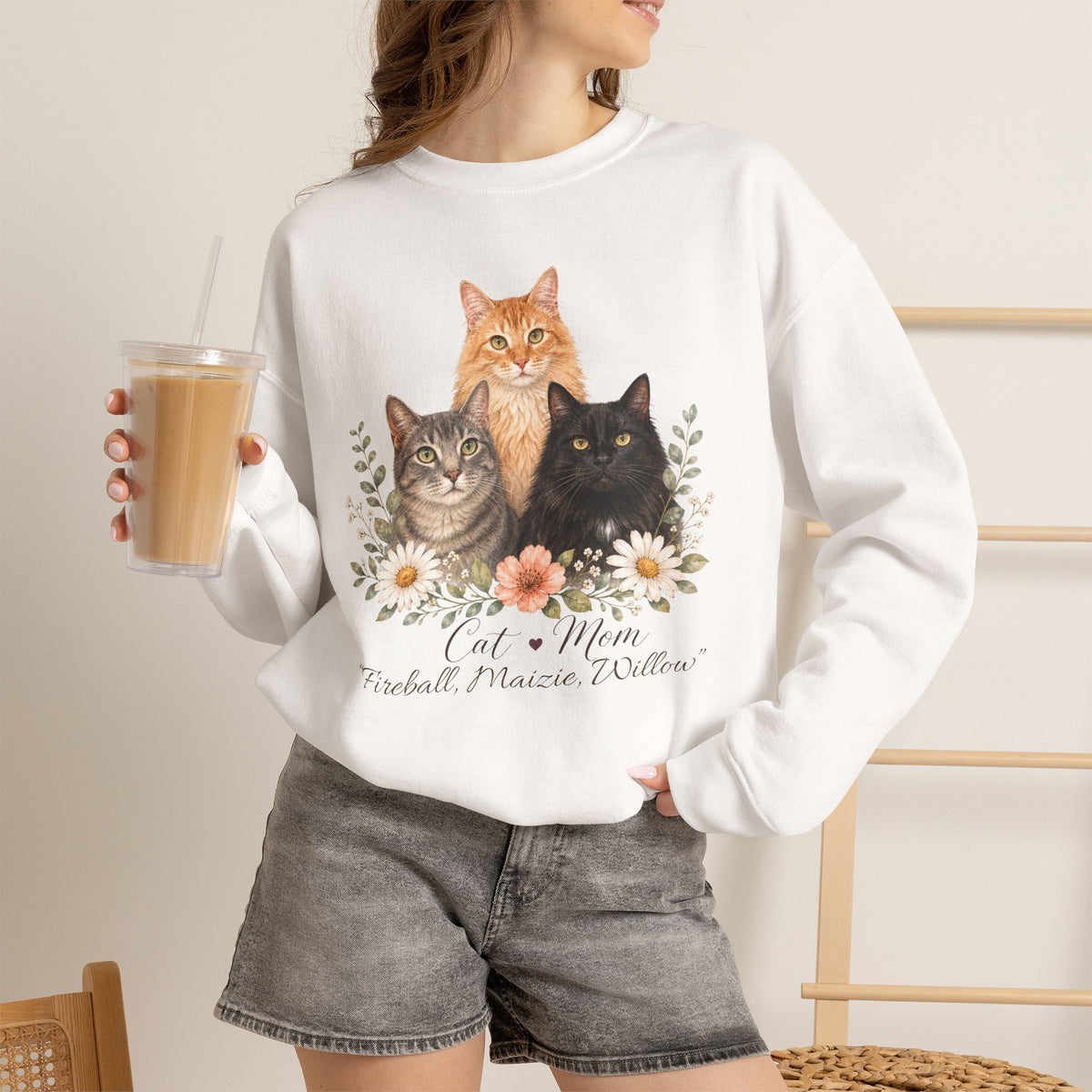Personalized Multi-Cat Mom Gildan® Sweatshirt