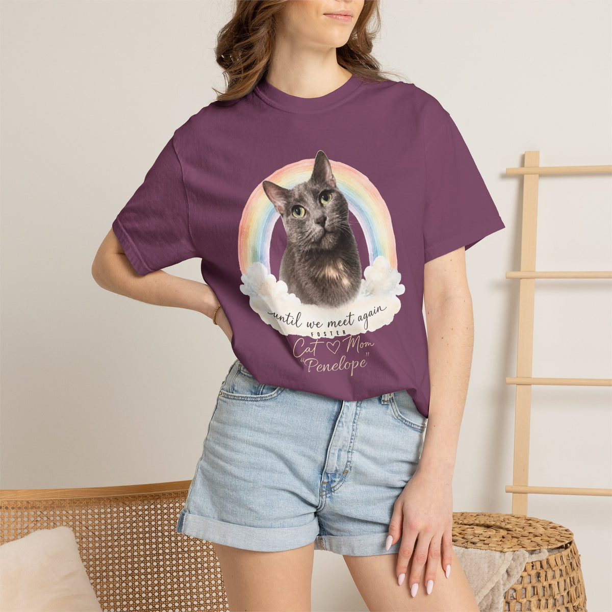 Personalized Rainbow Memorial Foster Cat Mom Comfort Colors® T-Shirt