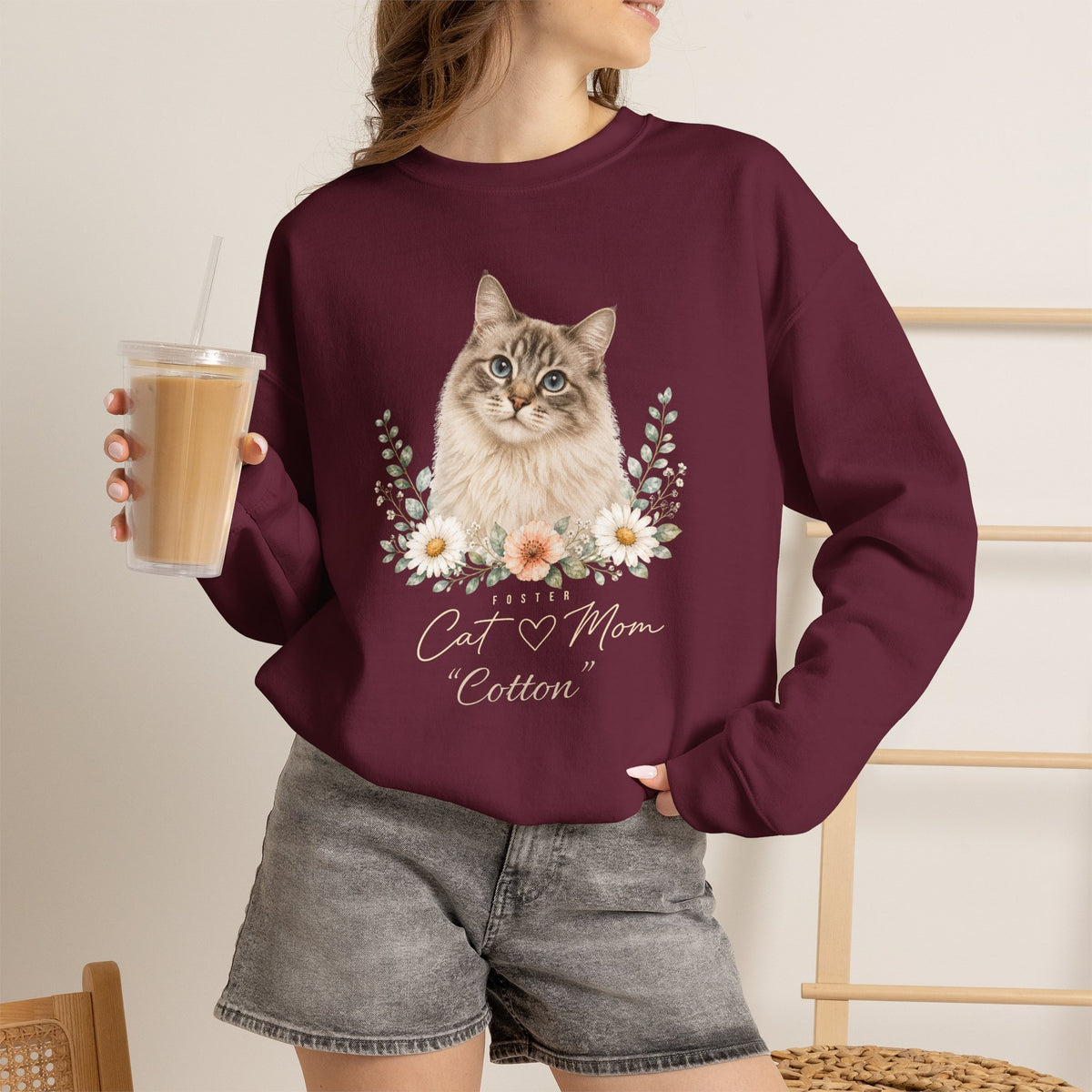 Personalized Foster Cat Mom Gildan® Sweatshirt