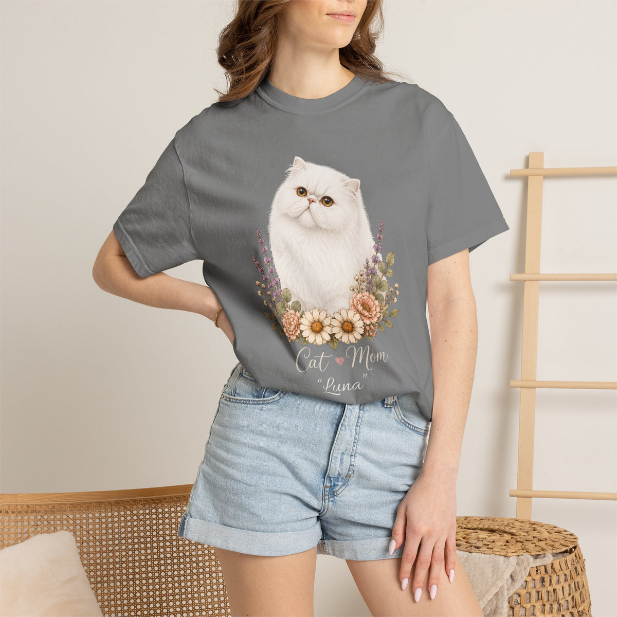 Personalized White Persian Cat Mom Comfort Colors® T-Shirt