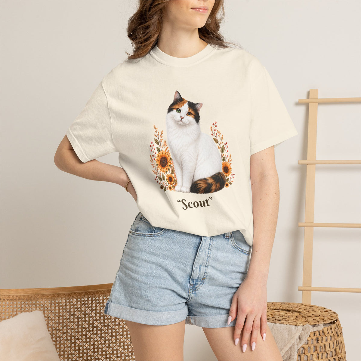 Personalized Turkish Van Cat Sunflower Comfort Colors® T-Shirt
