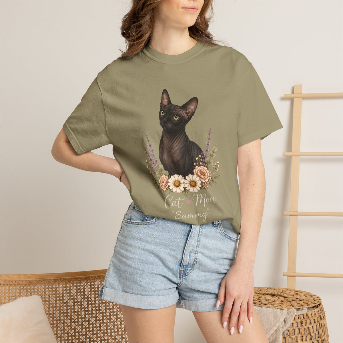Personalized Black Sphinx Cat Mom Comfort Colors® T-Shirt