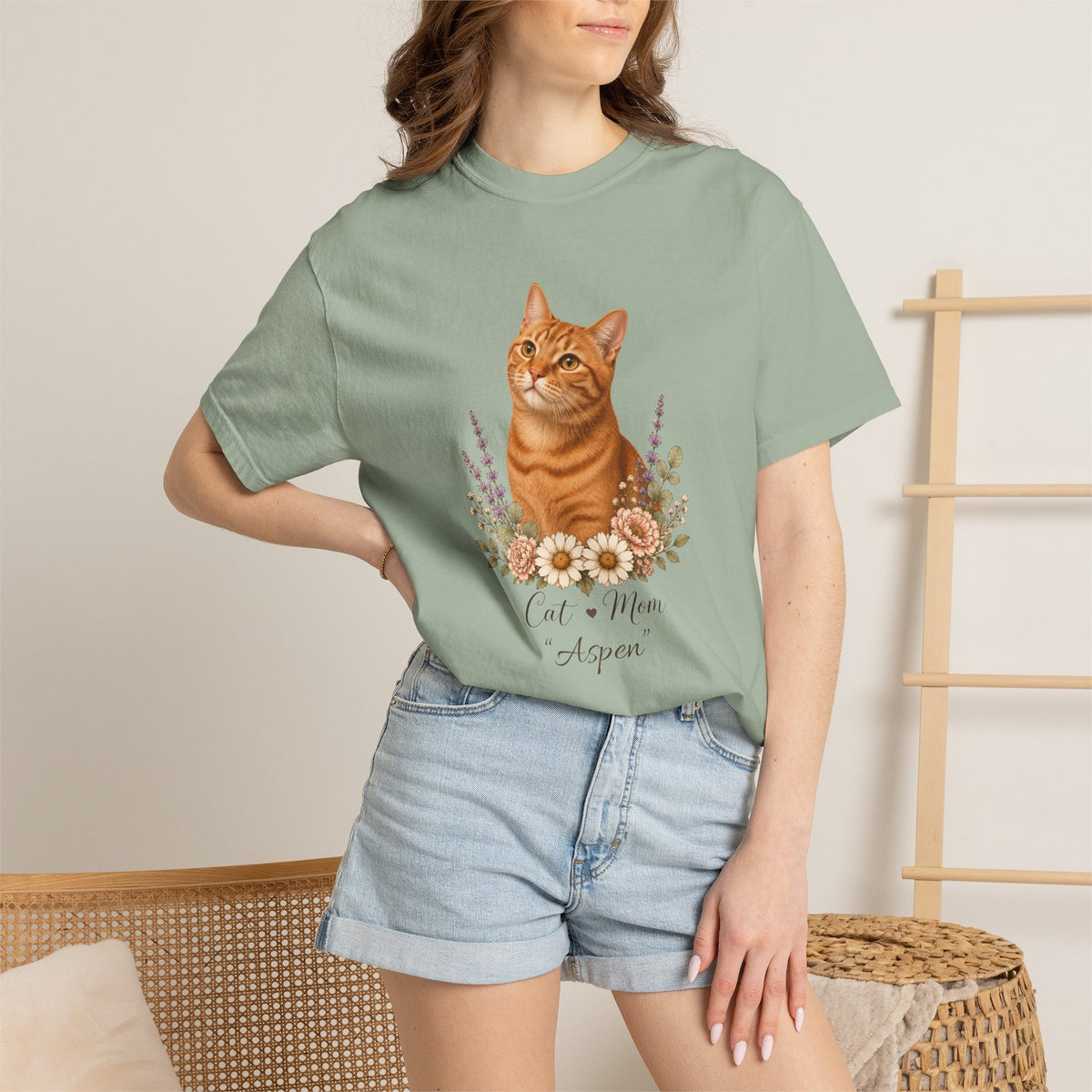 Personalized Ginger Cat Mom Comfort Colors® T-Shirt