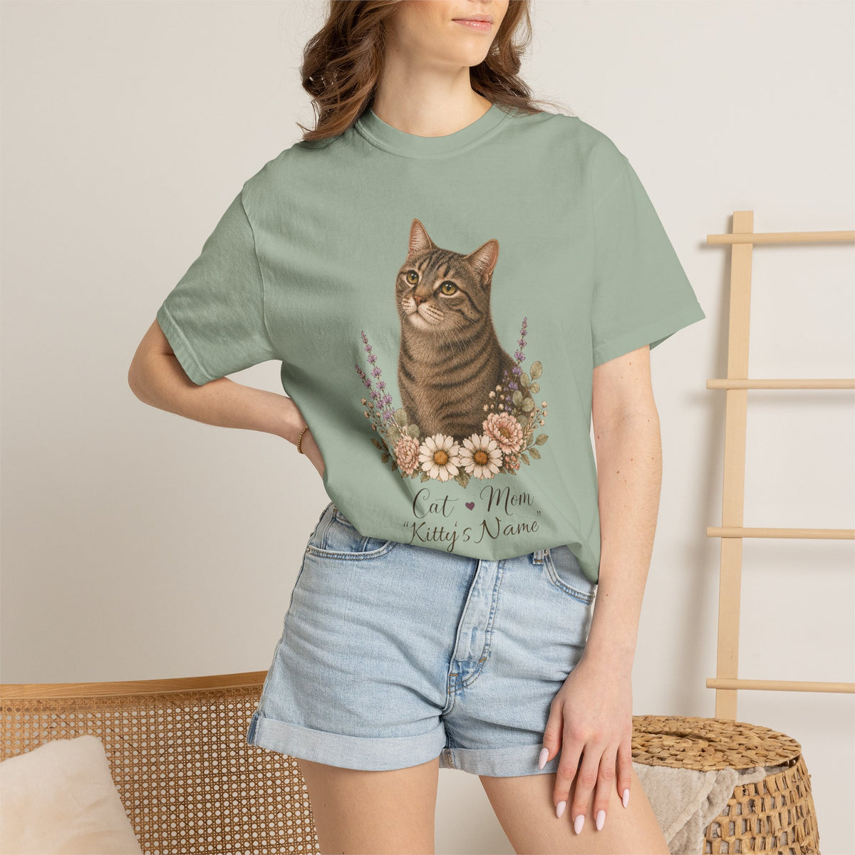 Personalized Brown Tabby Cat Comfort Colors® T-Shirt