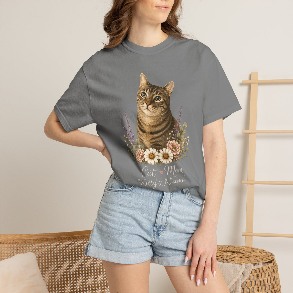 Personalized Brown Tabby Cat Comfort Colors® T-Shirt