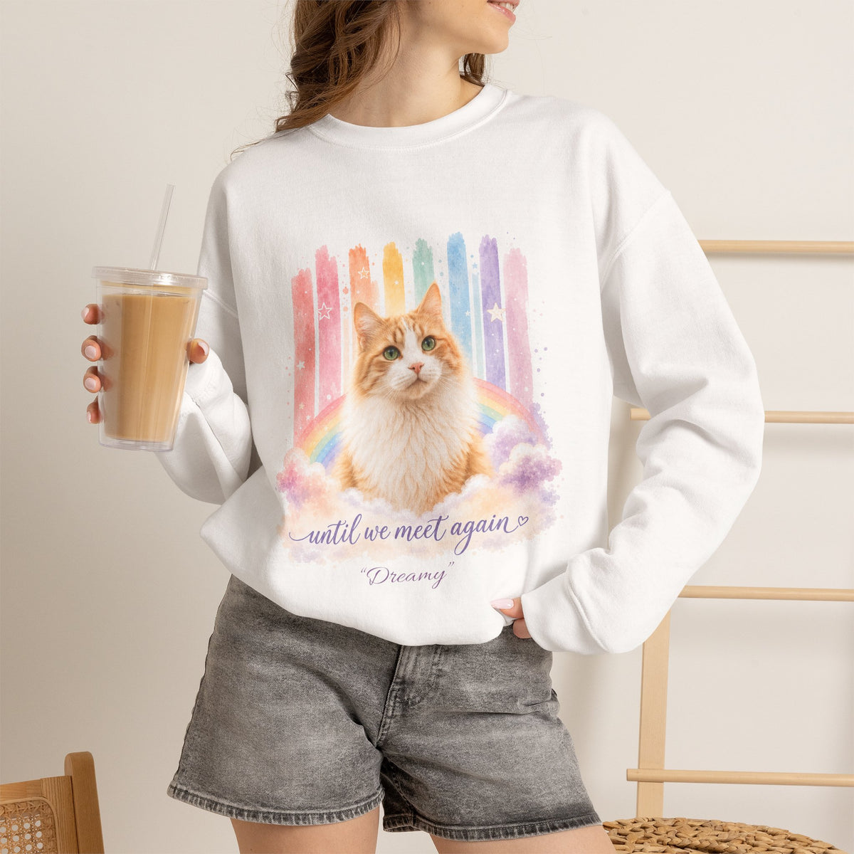 Personalized Rainbow Memorial Cat Gildan® Sweatshirt