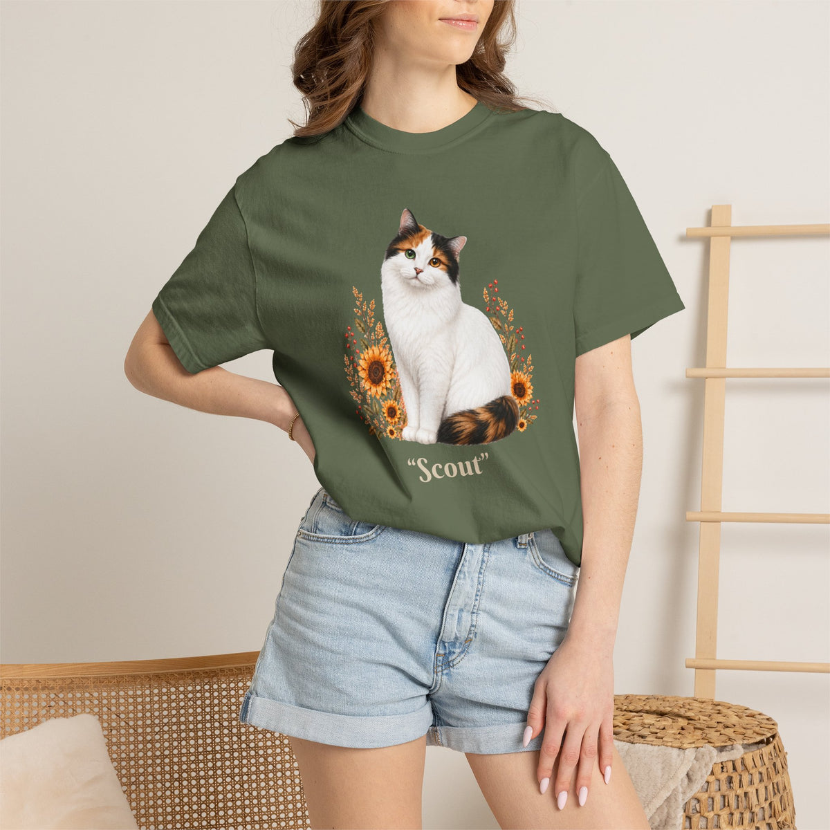 Personalized Turkish Van Cat Sunflower Comfort Colors® T-Shirt