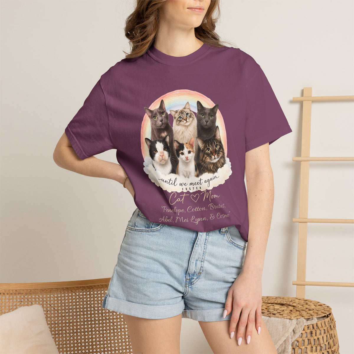 Personalized Rainbow Memorial Foster Cat Mom Comfort Colors® T-Shirt