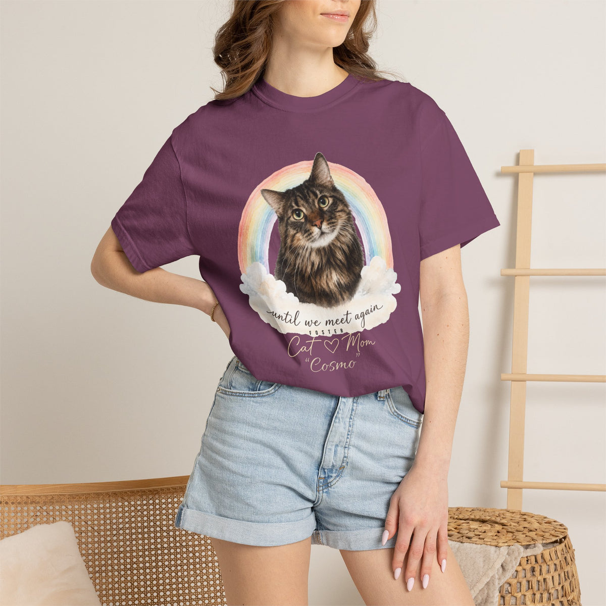 Personalized Rainbow Memorial Foster Cat Mom Comfort Colors® T-Shirt