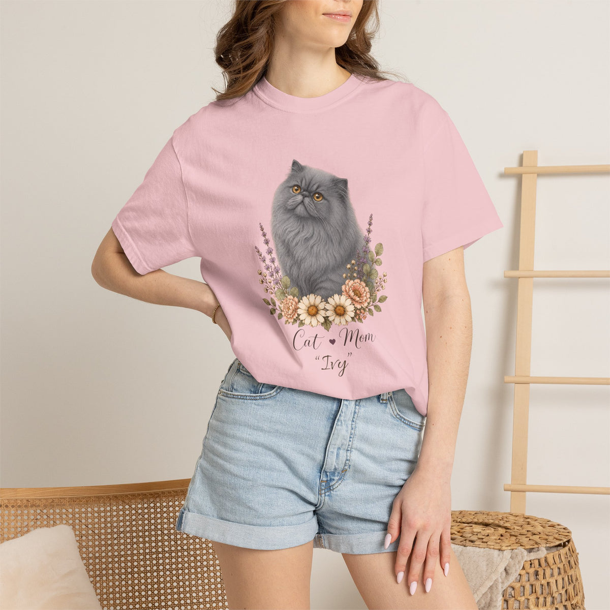 Personalized Blue Gray Persian Cat Mom Comfort Colors® T-Shirt