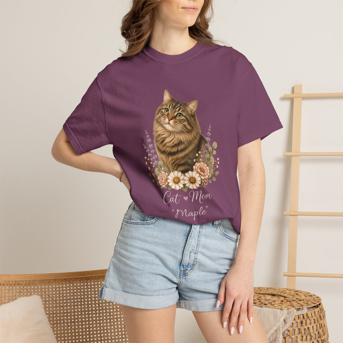 Personalized Brown Tabby Cat Mom Comfort Colors® T-Shirt