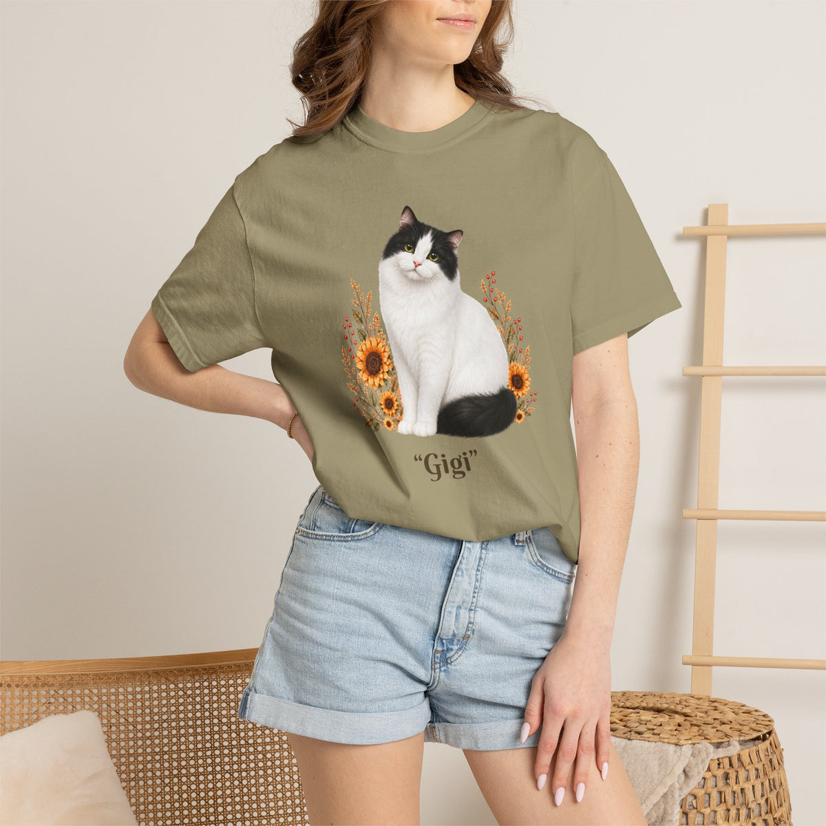 Personalized Turkish Van Cat Sunflower Comfort Colors® T-Shirt