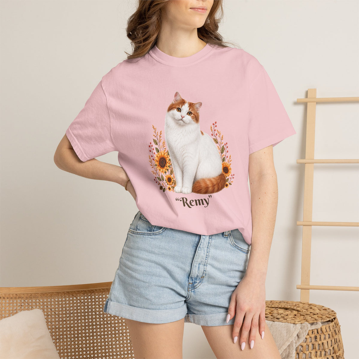 Personalized Turkish Van Sunflower Cat Comfort Colors® T-Shirt