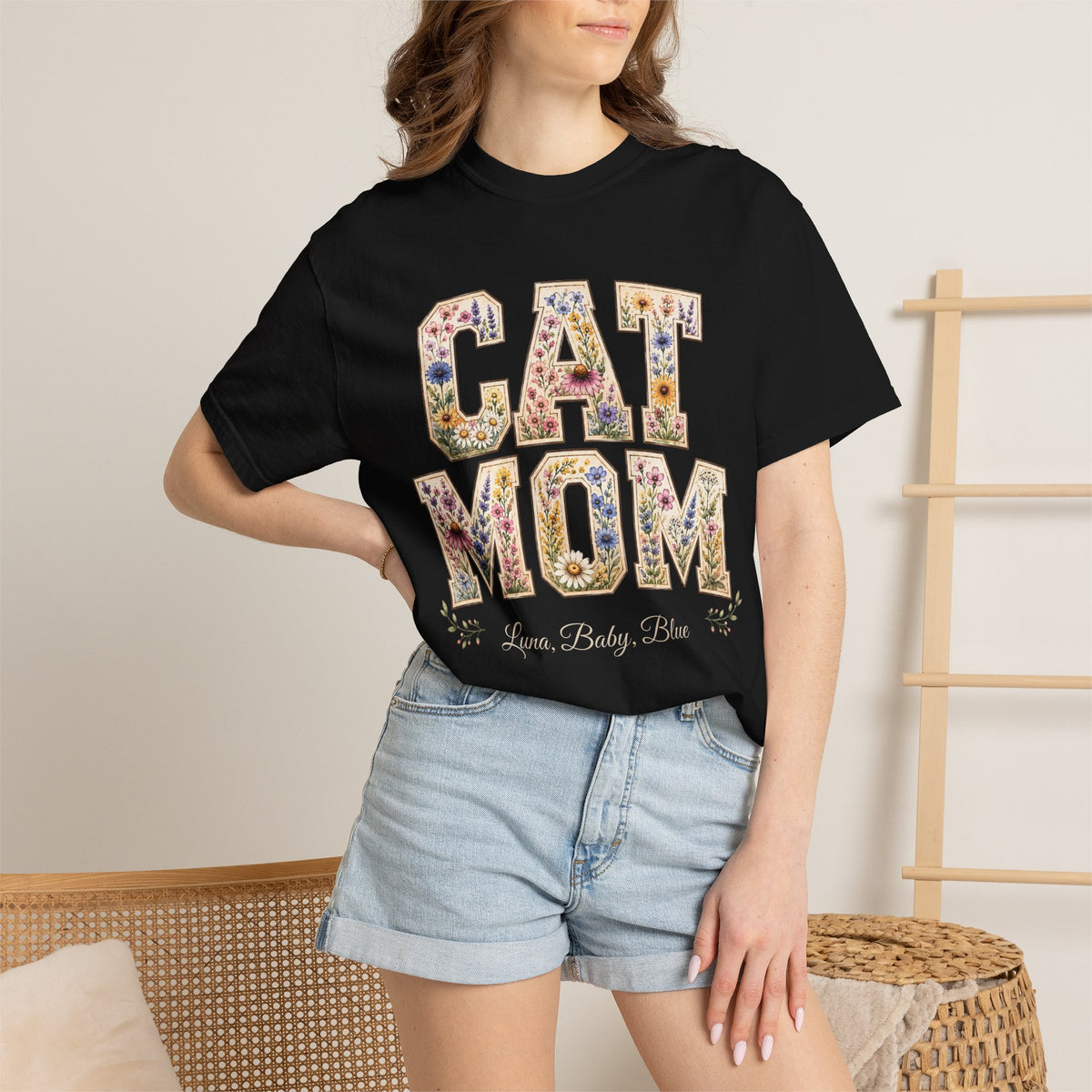 Personalized Collegiate Cat Mom Comfort Colors® T-Shirt
