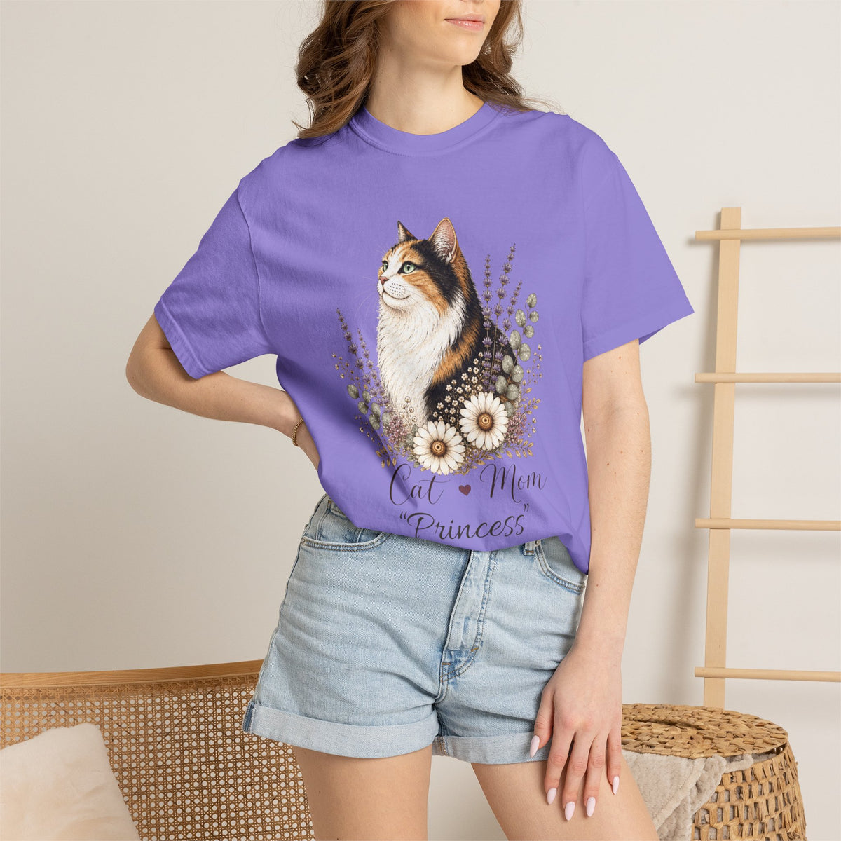 Personalized Calico Cat Mom Comfort Colors® T-Shirt