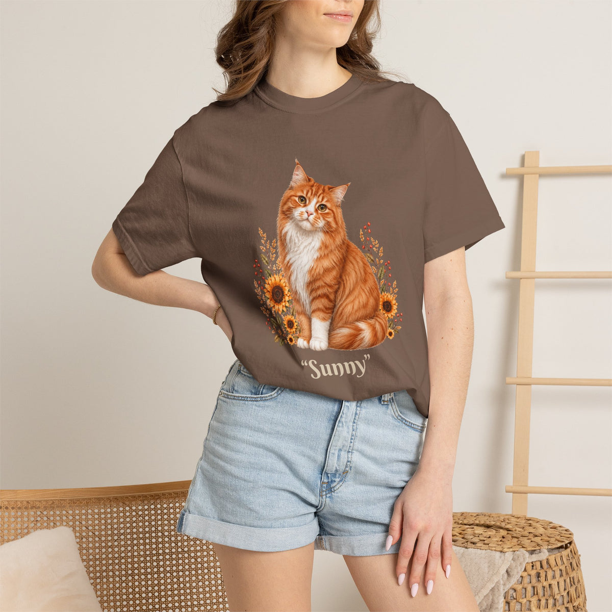 Personalized Maine Coon Cat Sunflower Comfort Colors® T-Shirt