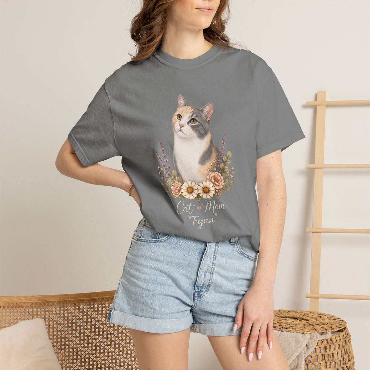 Personalized Dilute Calico Cat Mom Comfort Colors® T-Shirt