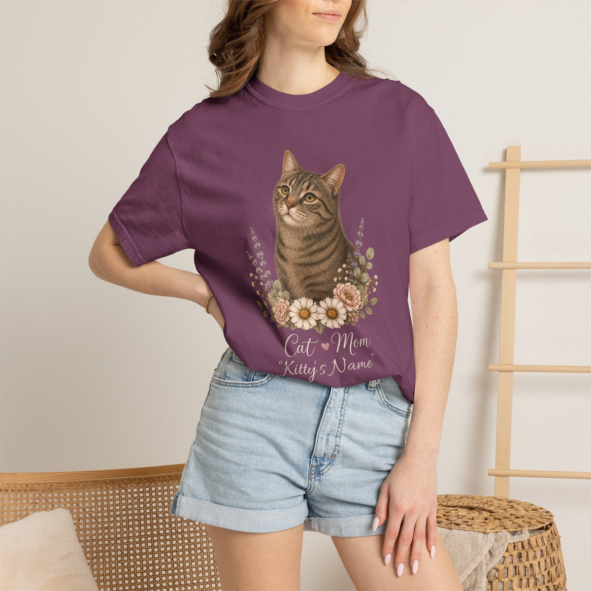 Personalized Brown Tabby Cat Comfort Colors® T-Shirt