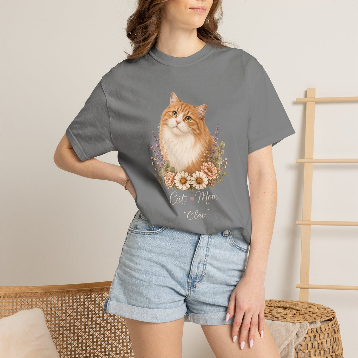 Personalized Orange Cat Mom Comfort Colors® T-Shirt