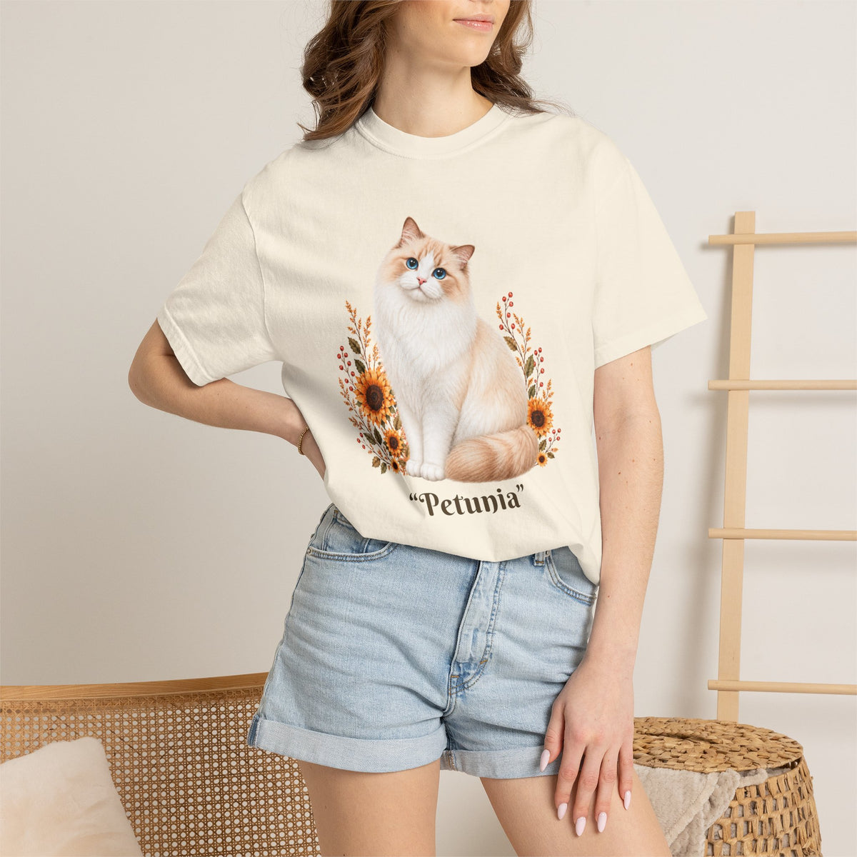 Personalized Ragdoll Cat Sunflower Comfort Colors® T-Shirt