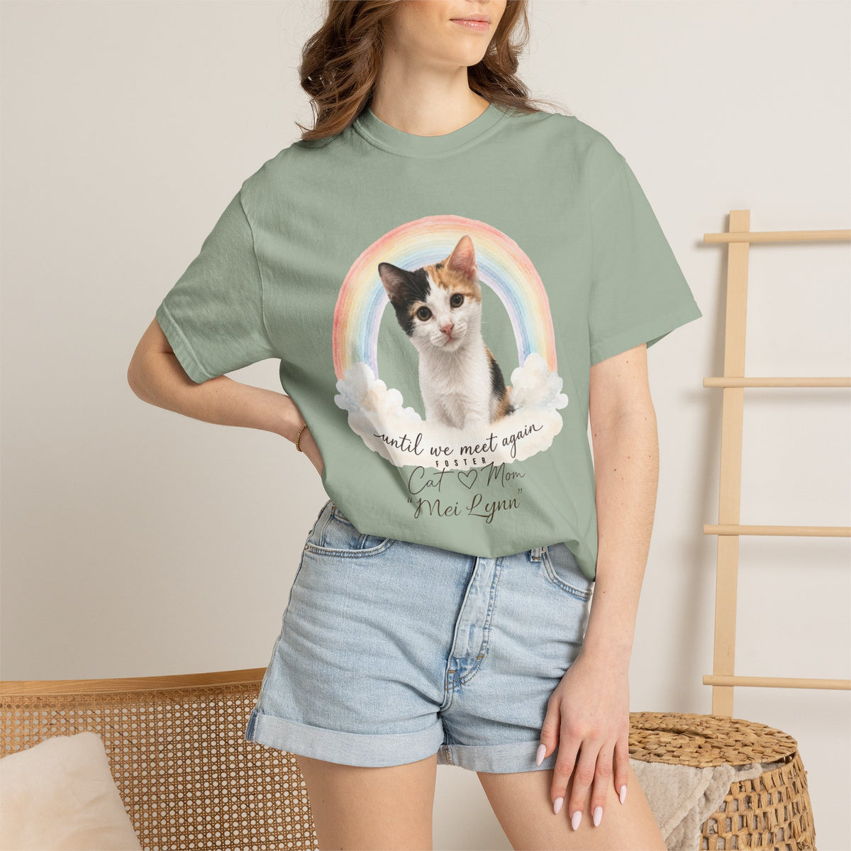 Personalized Rainbow Memorial Foster Cat Mom Comfort Colors® T-Shirt