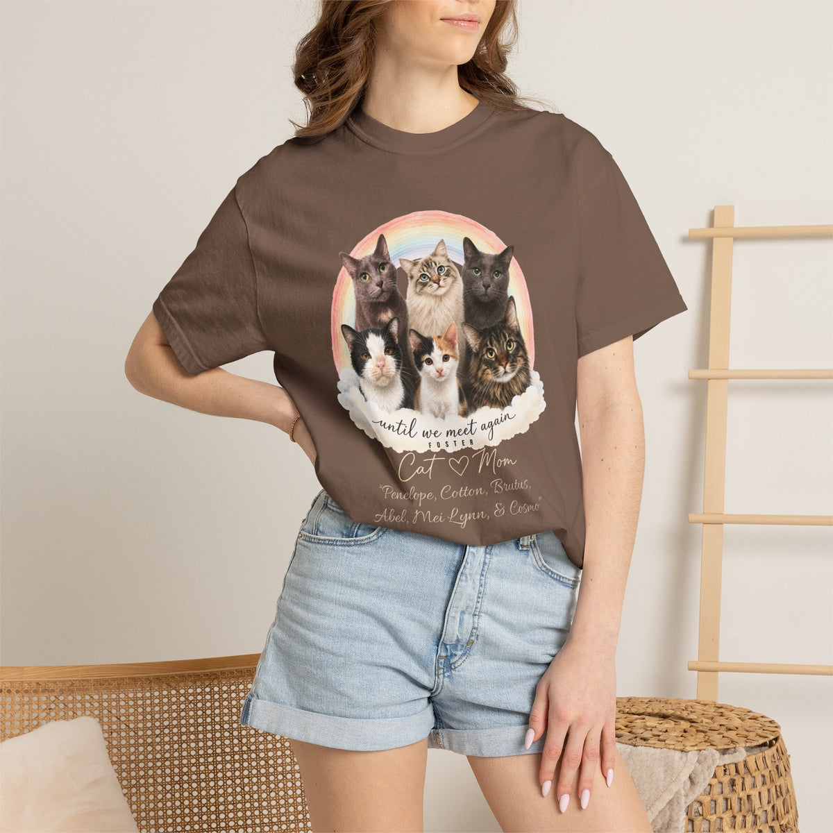 Personalized Rainbow Memorial Foster Cat Mom Comfort Colors® T-Shirt