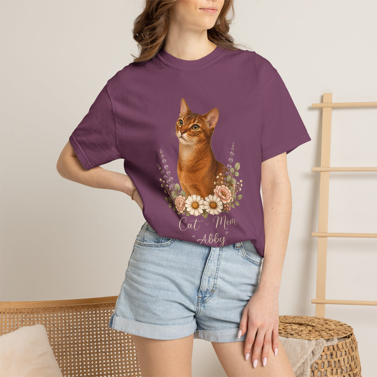 Personalized Abyssinian Cat Mom Comfort Colors® T-Shirt