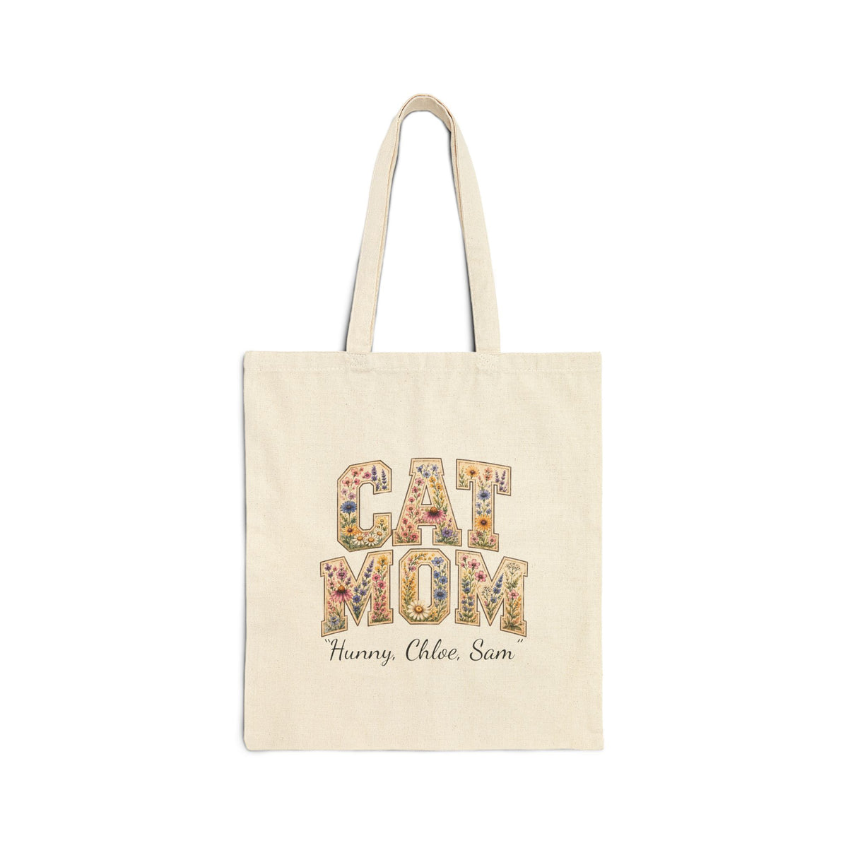 Personalized Cat Mom Canvas Tote Bag