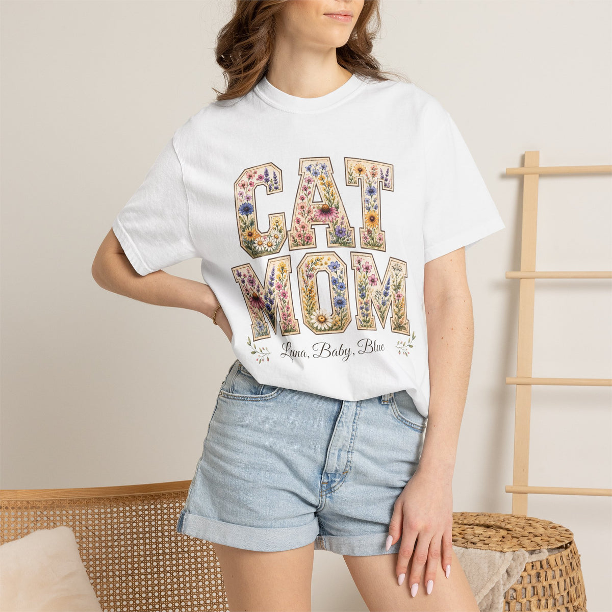 Personalized Collegiate Cat Mom Comfort Colors® T-Shirt