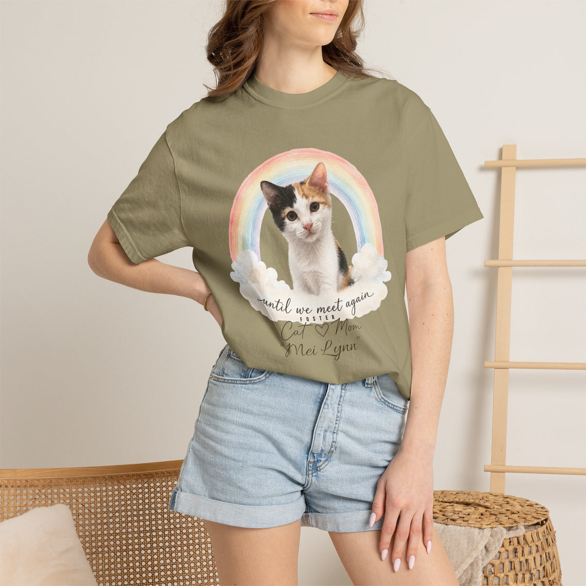 Personalized Rainbow Memorial Foster Cat Mom Comfort Colors® T-Shirt