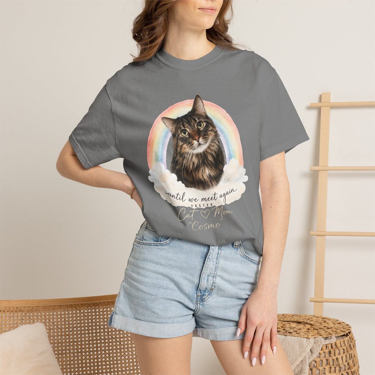 Personalized Rainbow Memorial Foster Cat Mom Comfort Colors® T-Shirt