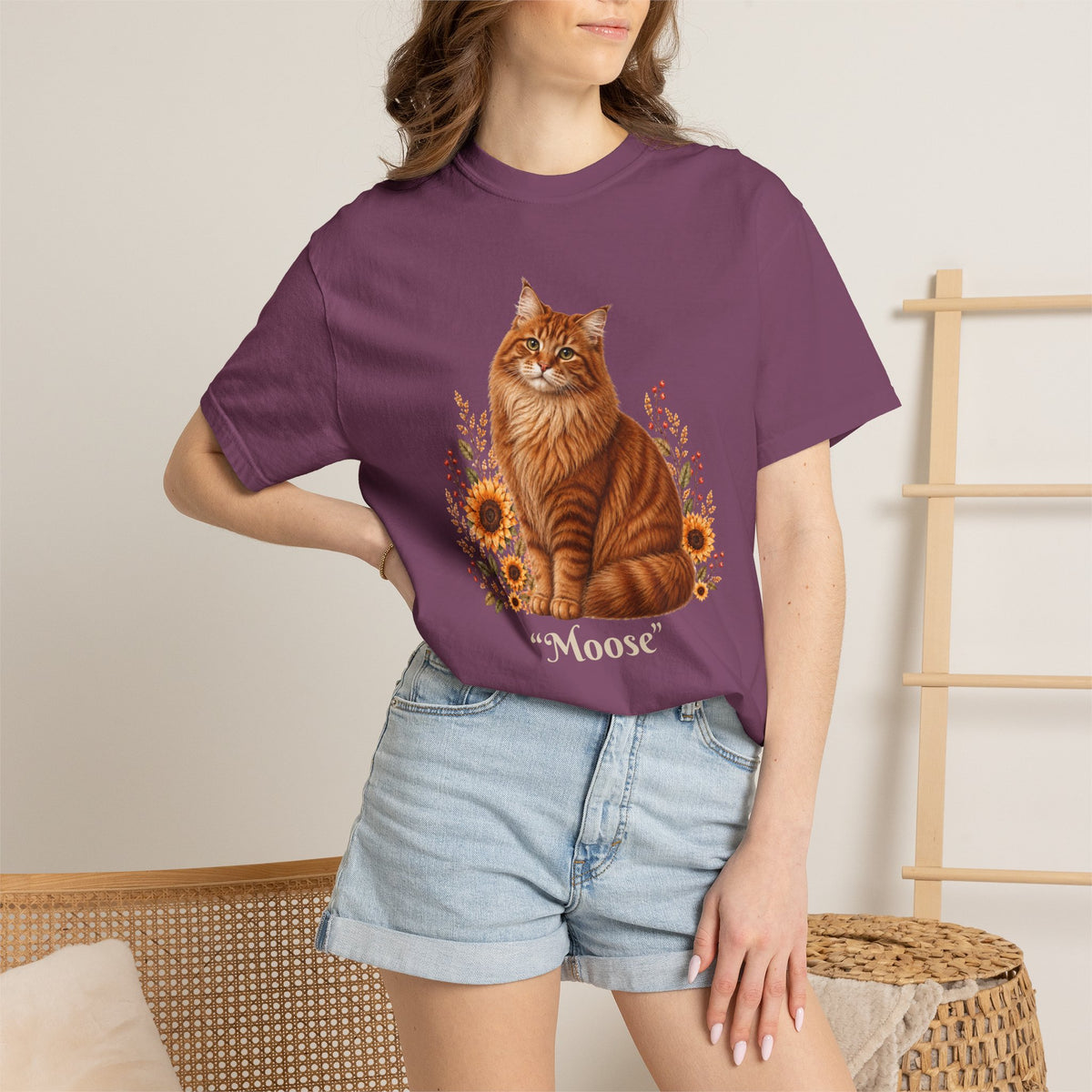 Personalized Norwegian Cat Sunflower Comfort Colors® T-Shirt