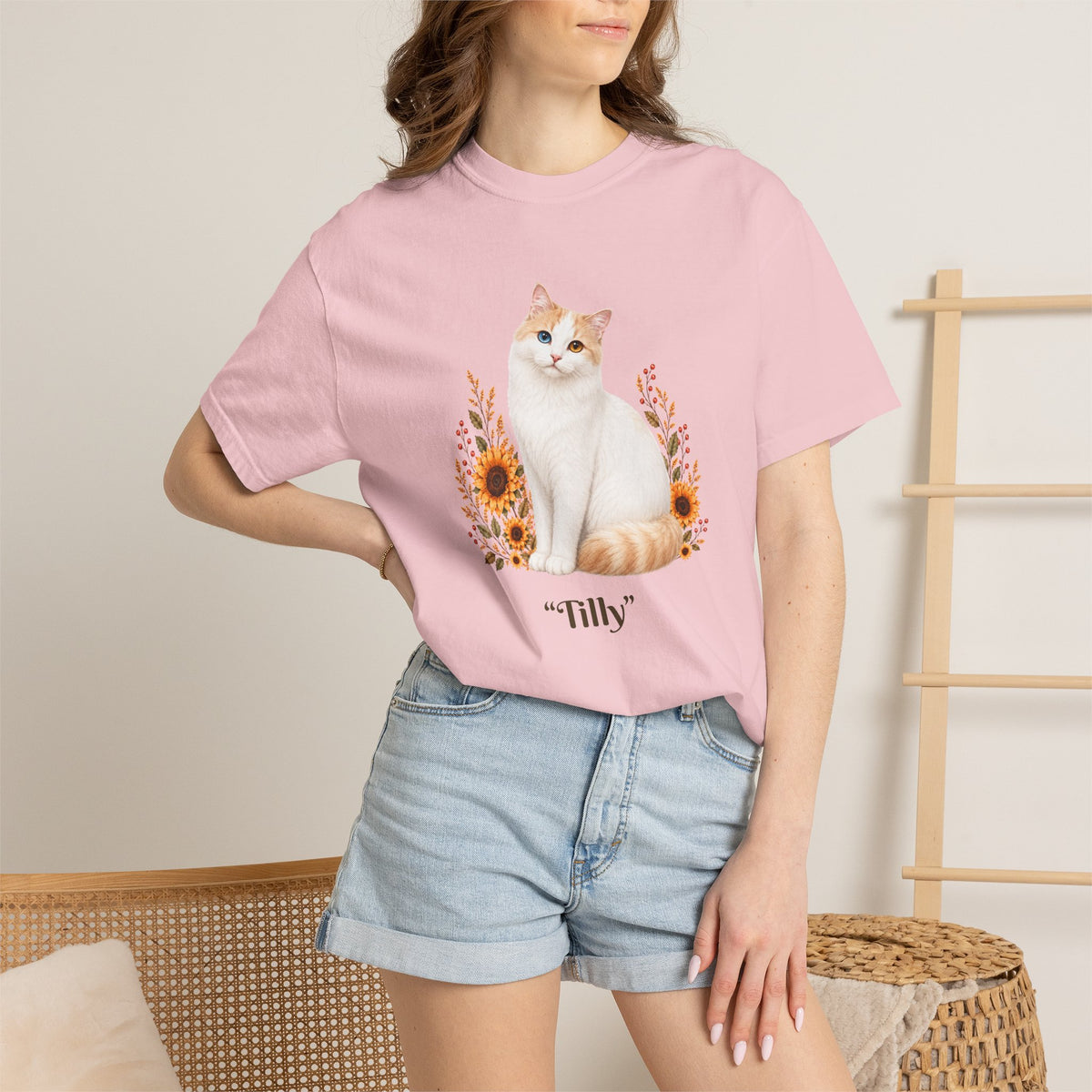 Personalized Turkish Van Cat Sunflower Comfort Colors® T-Shirt